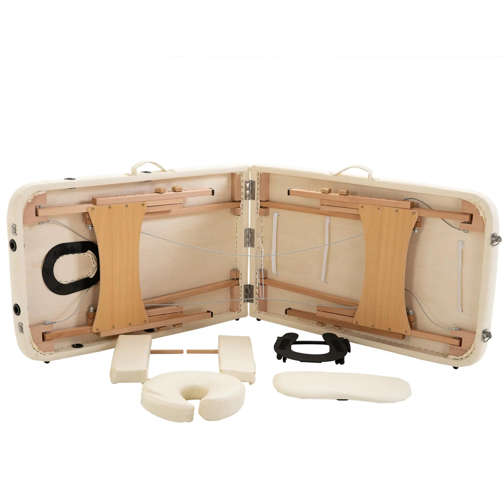 Table de massage pliante 2 zones avec sac et accessoires crème 5/5