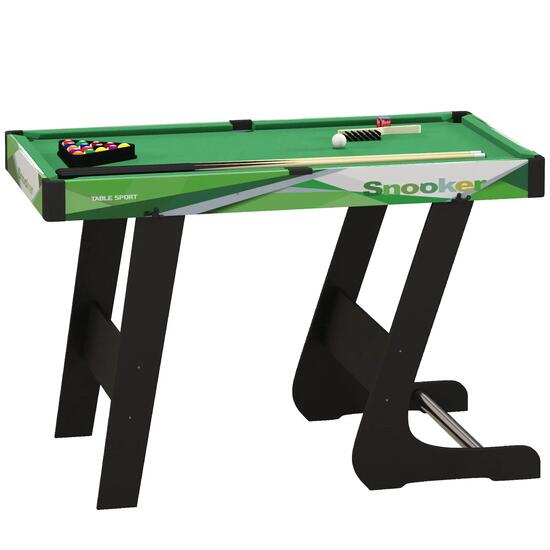 Mini table de billard pliable avec accessoires acier MDF noir vert
