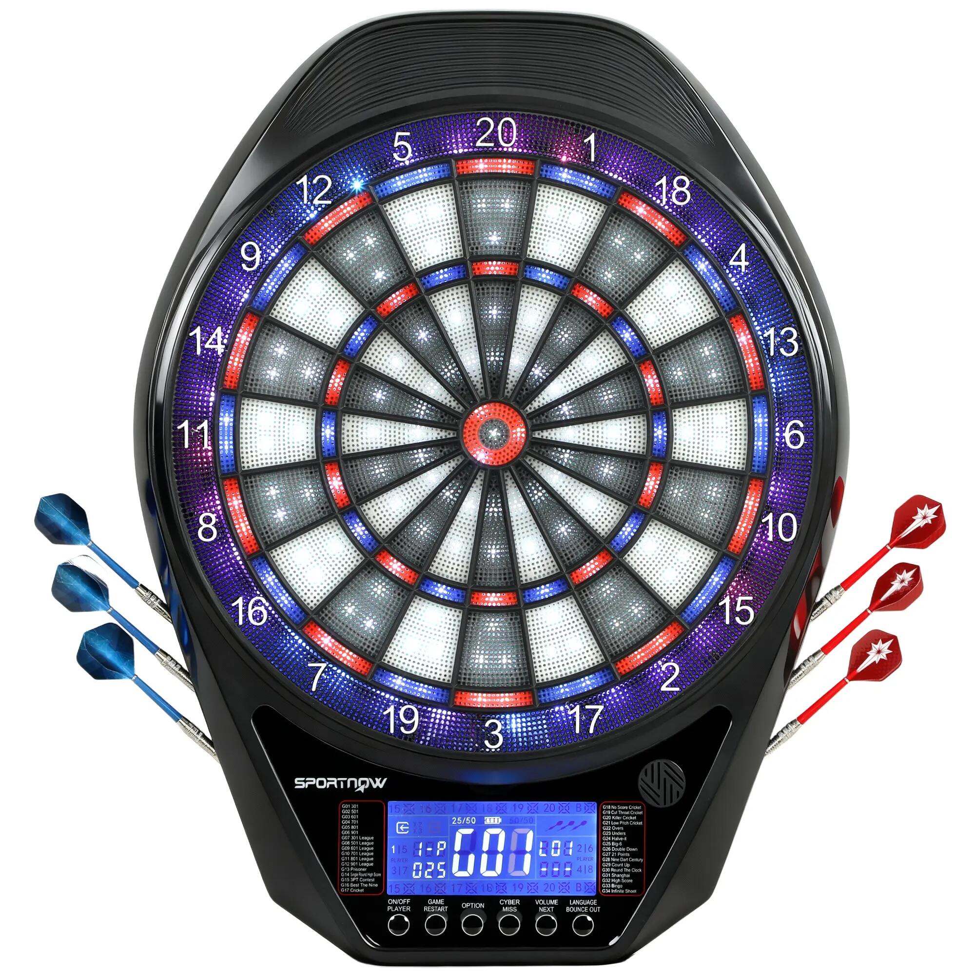 Cible jeu de fléchettes électronique 34 jeux grand écran LED 1/5