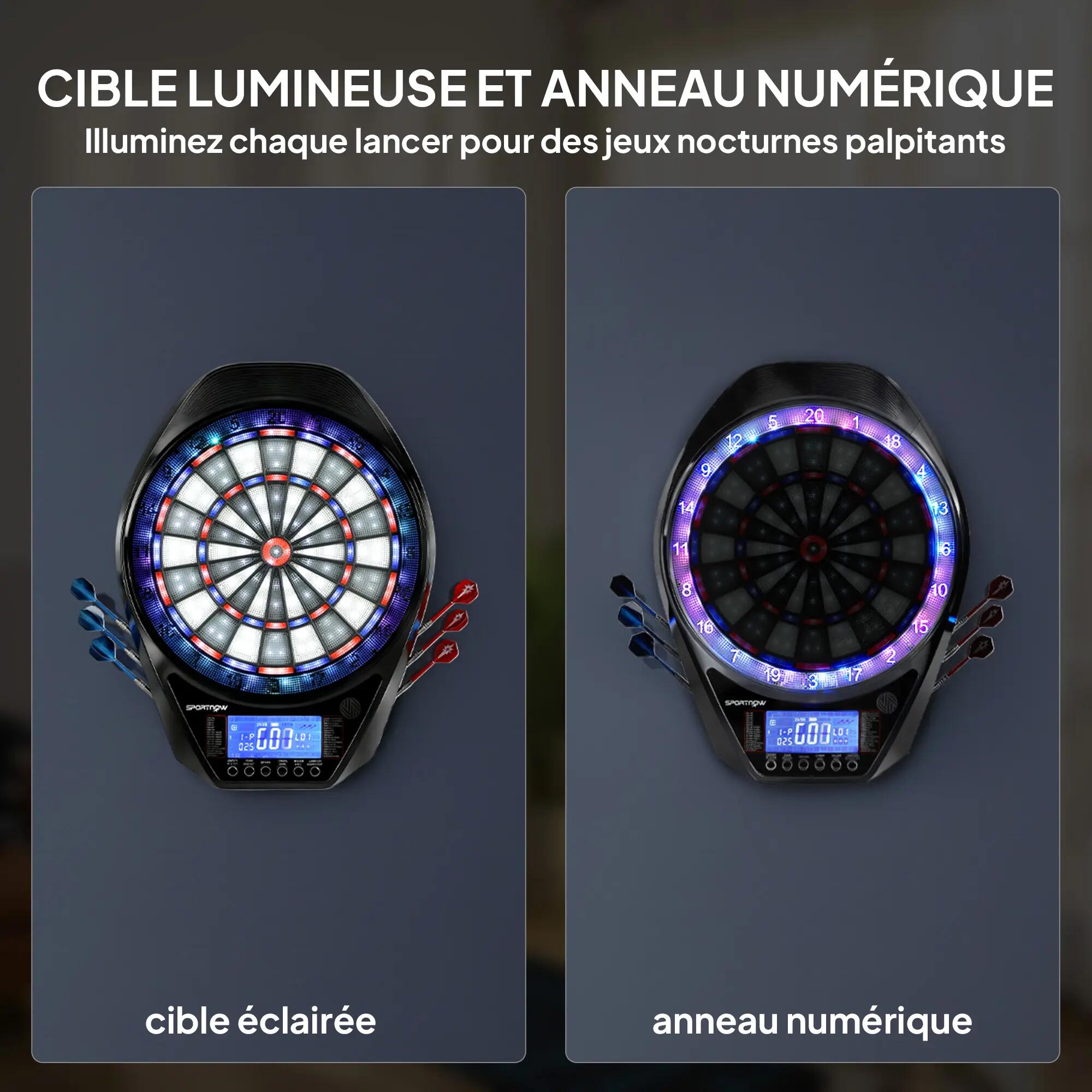 Cible jeu de fléchettes électronique 34 jeux grand écran LED 5/5