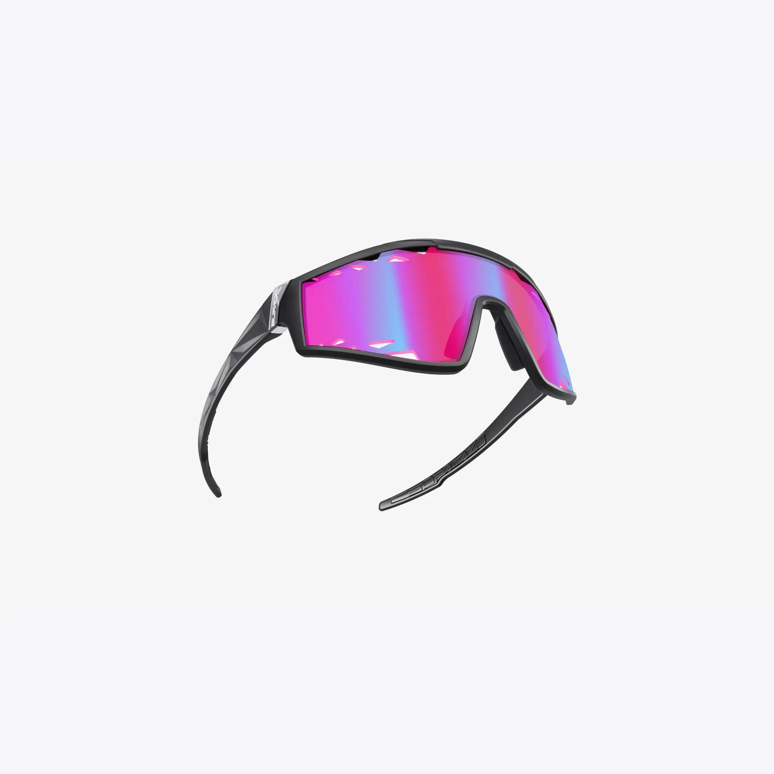 Occhiali da Sole Supacaz-Galactic-Matte Black-lente Laser Ventilata Pink Sunset 6/9