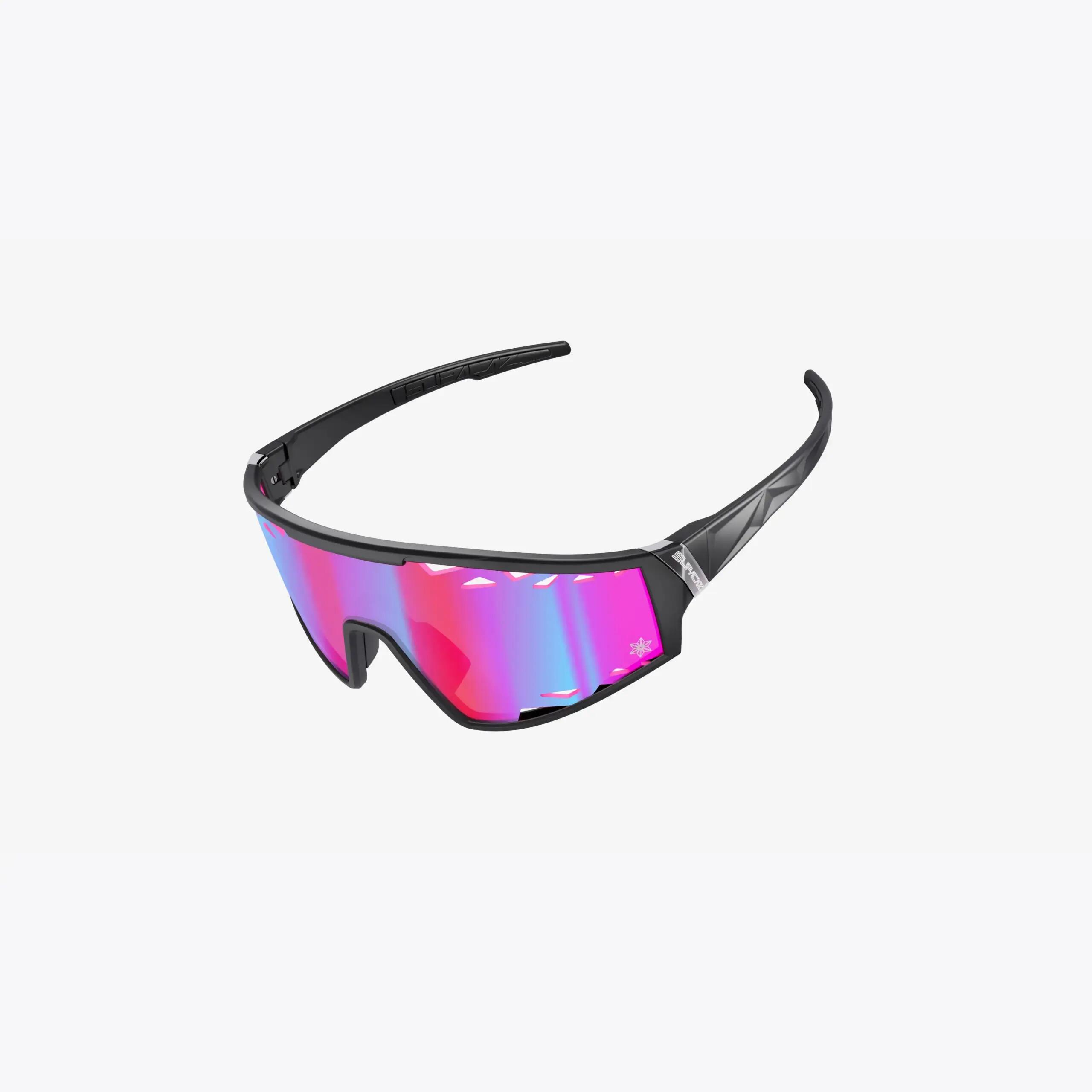 Occhiali da Sole Supacaz-Galactic-Matte Black-lente Laser Ventilata Pink Sunset 5/9