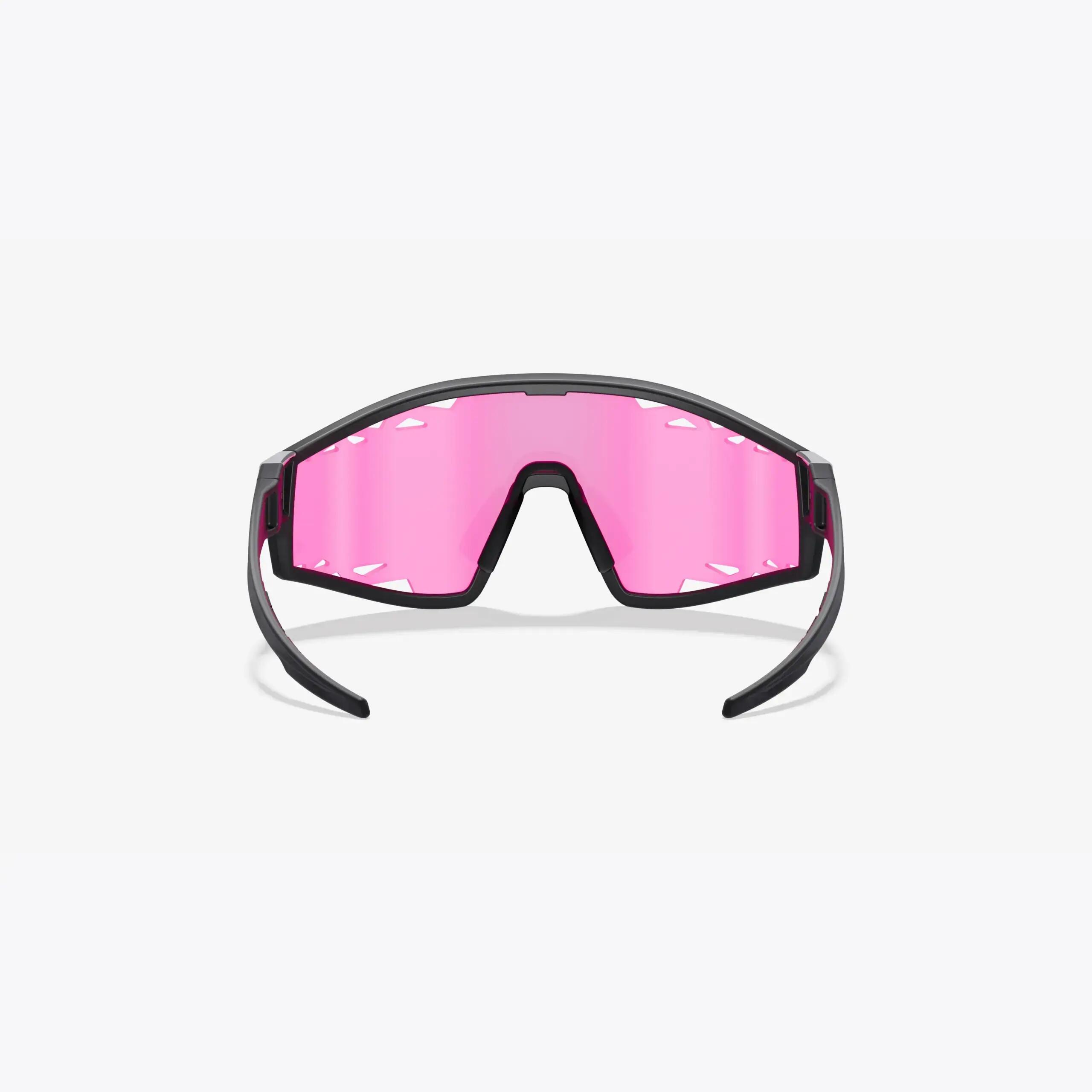 Occhiali da Sole Supacaz-Galactic-Matte Black-lente Laser Ventilata Pink Sunset 4/9