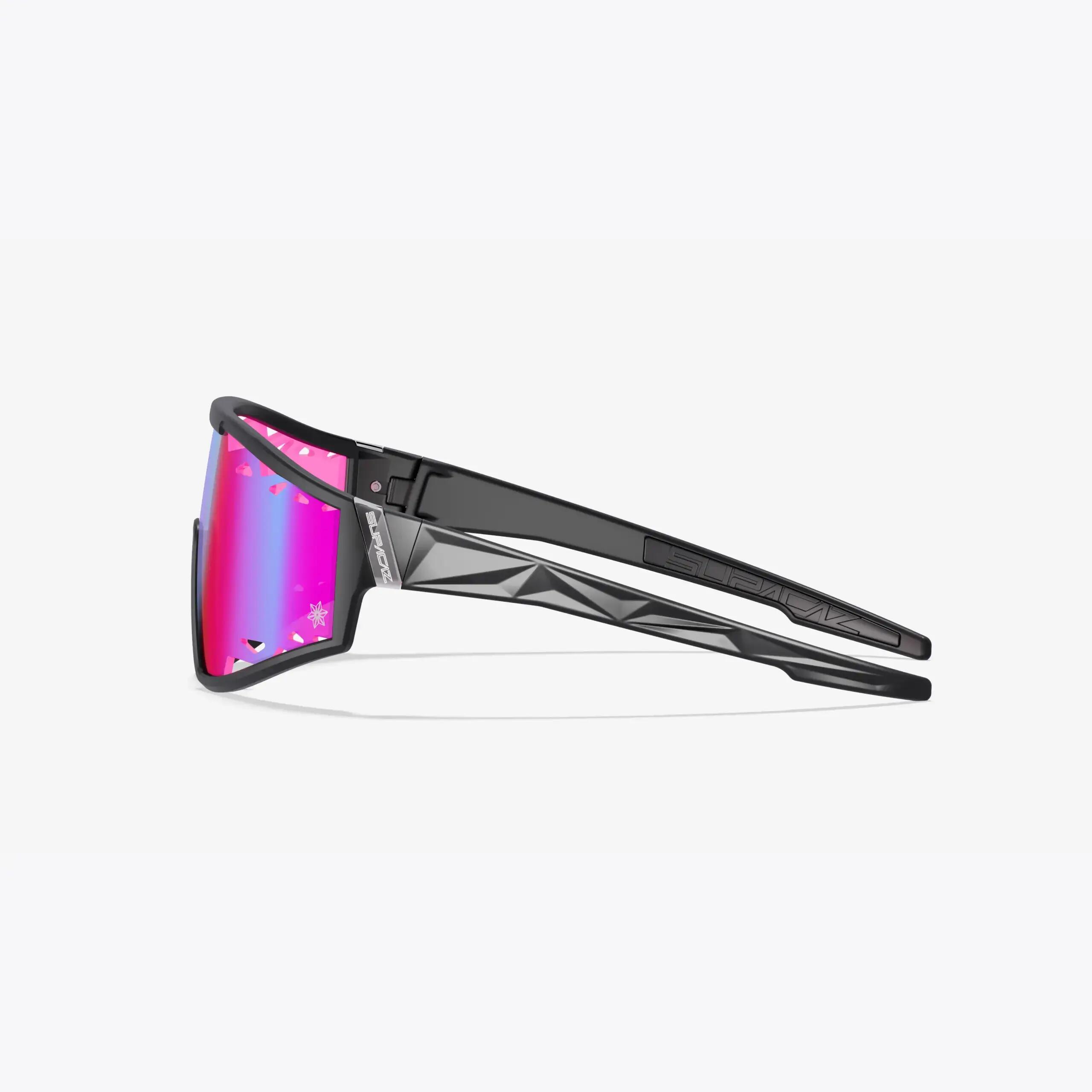 Occhiali da Sole Supacaz-Galactic-Matte Black-lente Laser Ventilata Pink Sunset 3/9