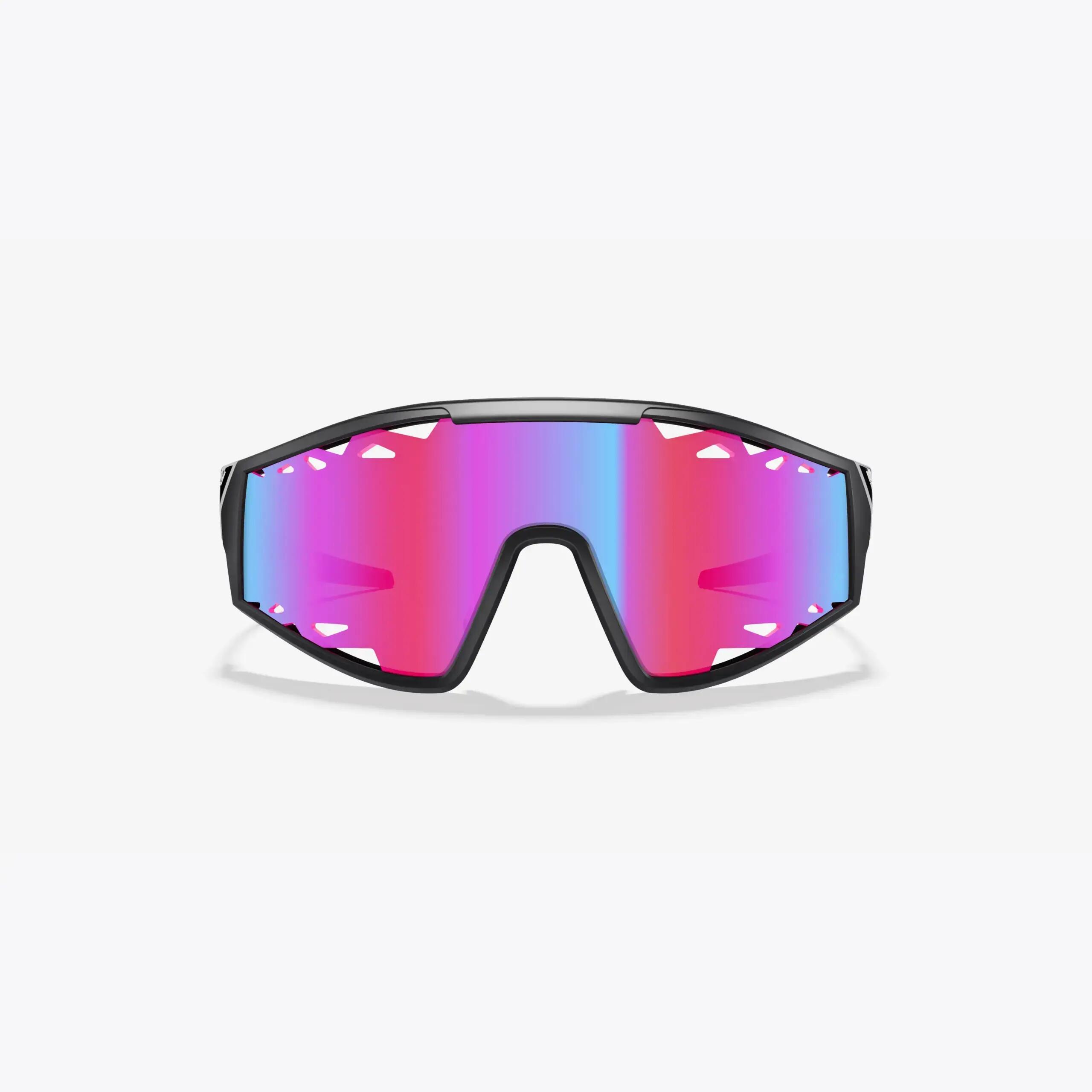 Occhiali da Sole Supacaz-Galactic-Matte Black-lente Laser Ventilata Pink Sunset 2/9