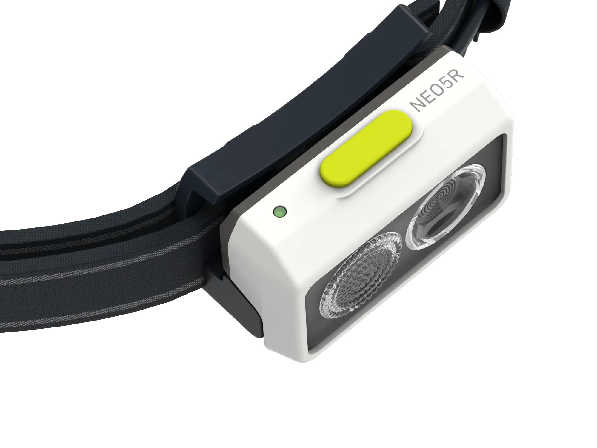NEO5R Running Head Torch Rechargeable, 600lm, Inc Red Rear Light  (Lime White) 2/8