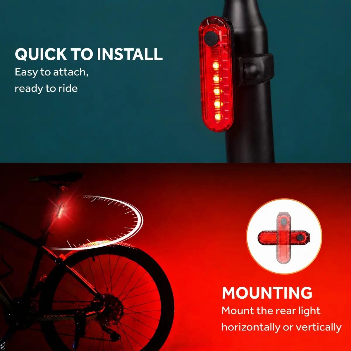 Fietsverlichting Set LED - Fietslamp USB Oplaadbaar - Voor & Achterlicht 500 Lm 2/8