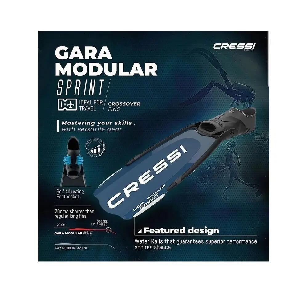 Palmes Cressi Gara Modular Sprint Blu/Nero 10/10