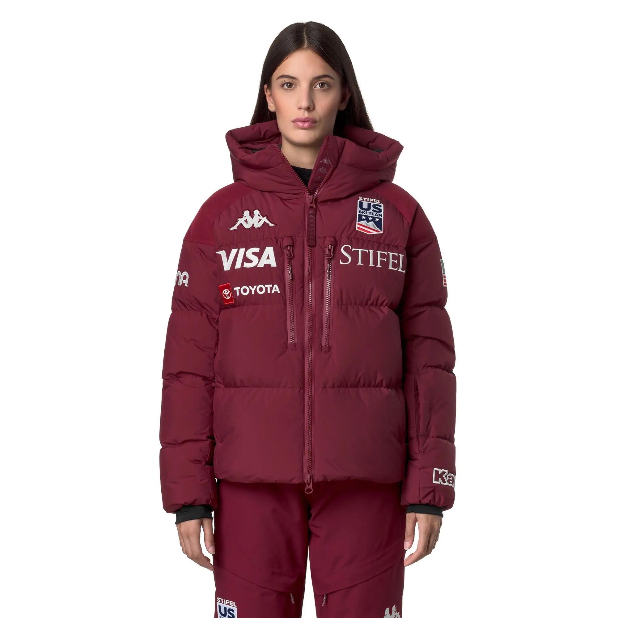 Giubbotto da donna in poliestere rosso da sci 1/6