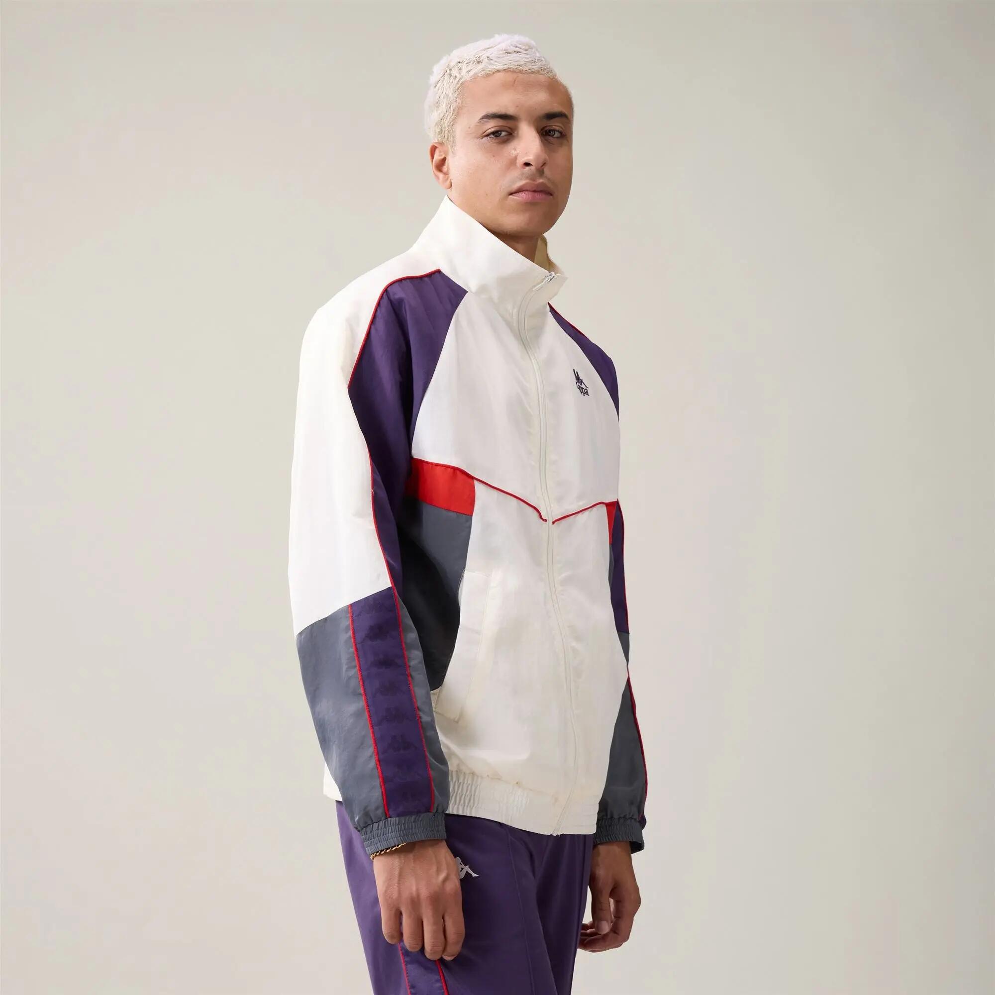 Felpa con zip da uomo in nylon viola da streetwear sportivo 1/6