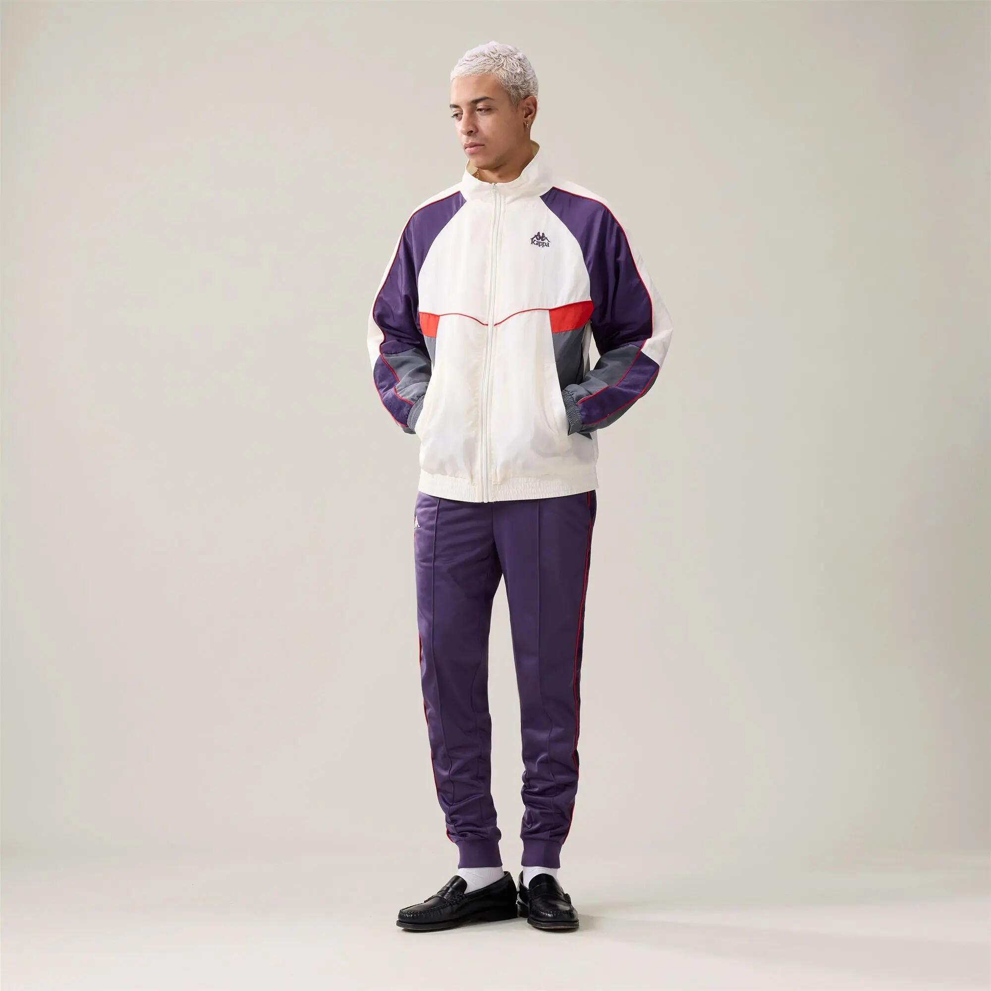 Felpa con zip da uomo in nylon viola da streetwear sportivo 6/6