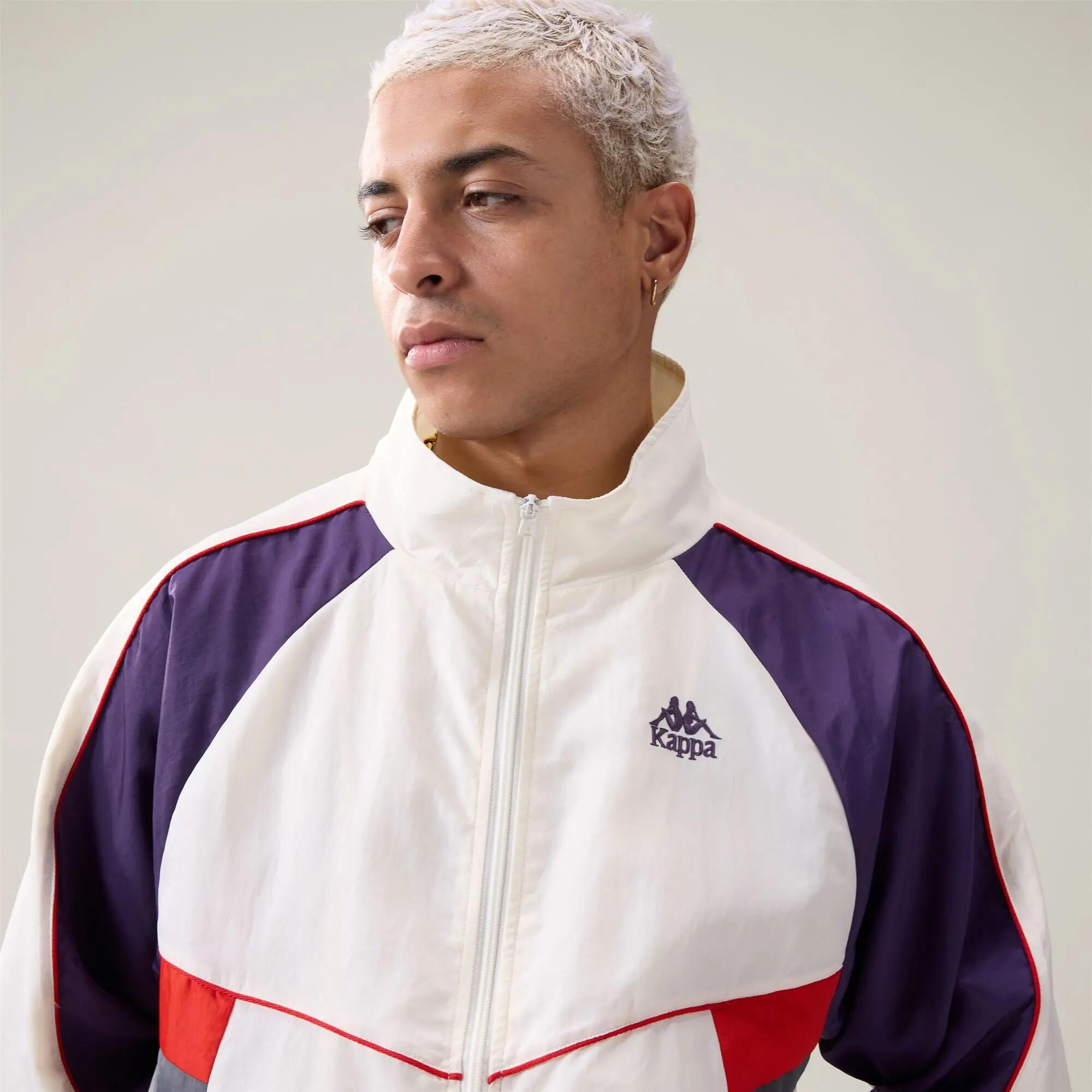 Felpa con zip da uomo in nylon viola da streetwear sportivo 4/6