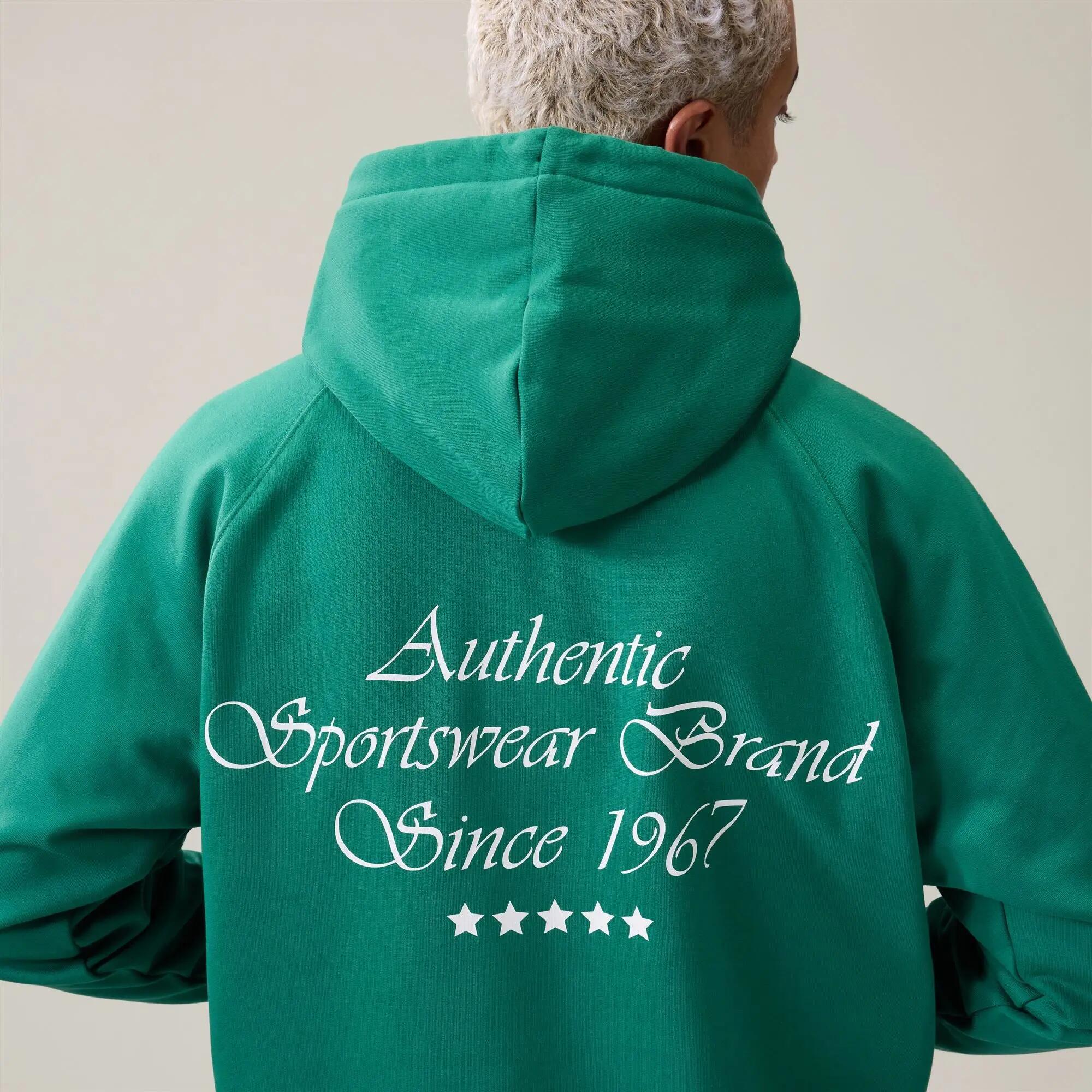 Felpa con cappuccio da uomo in cotone verde da streetwear sportivo 5/6