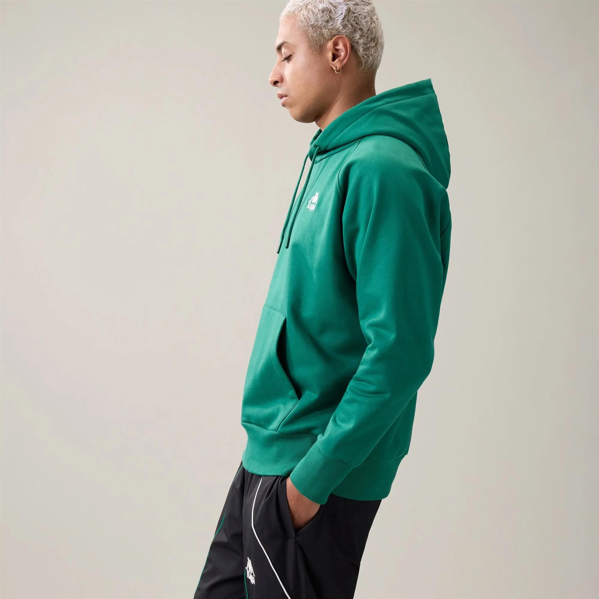 Felpa con cappuccio da uomo in cotone verde da streetwear sportivo 4/6