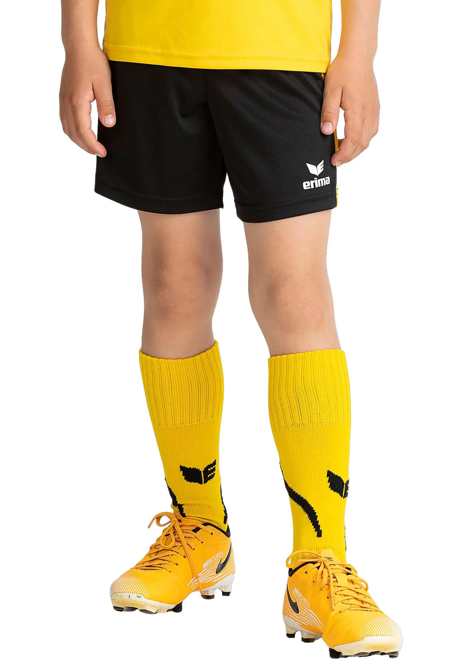 Erima Retro Star Boys' Football Shorts - Black/Yellow 1/7