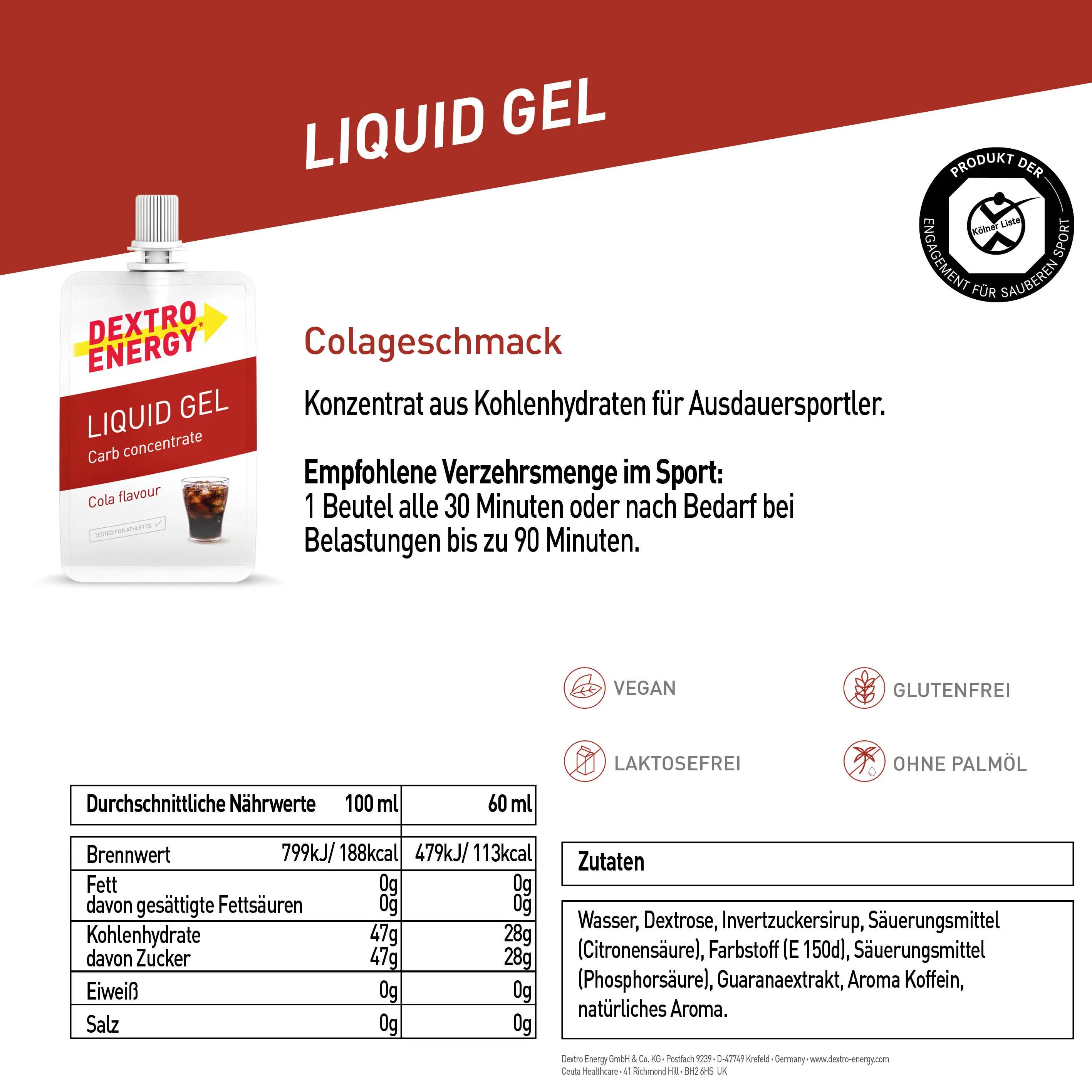 Liquid Gel Cola, 18x60ml, High Carb Energy Gel mit 3:1 Kohlenhydrat-Matrix 6/6