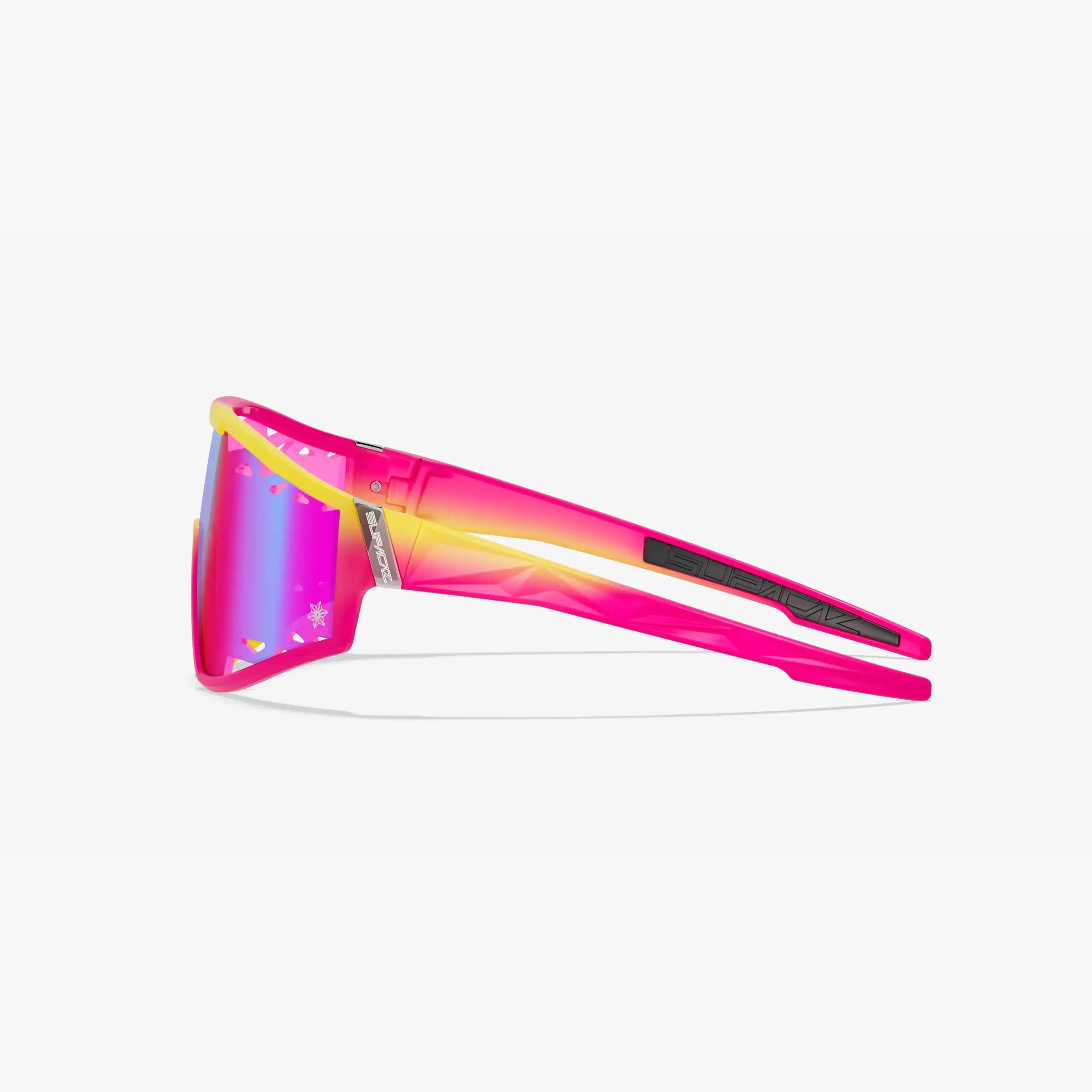 Óculos de Sol Supacaz-Galactic-Neon Yellow/Pink Fader-lente Laser Pink Sunset 3/9