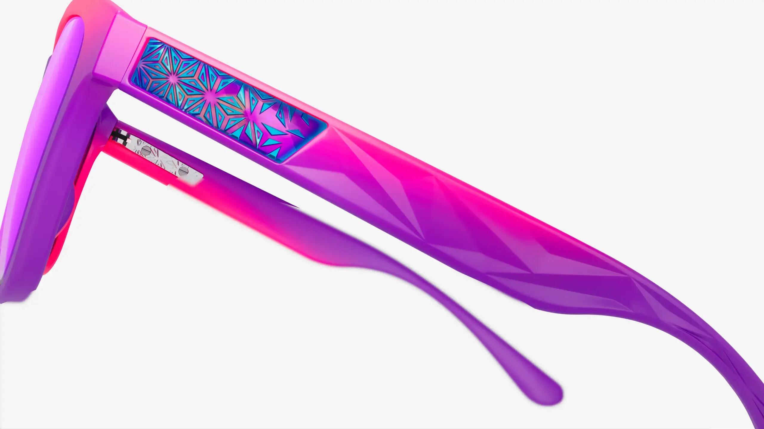 Óculos de Sol Supacaz-Cazual-Neon Pink/Purple Fader+Purple Kush Lente Refractor 7/9