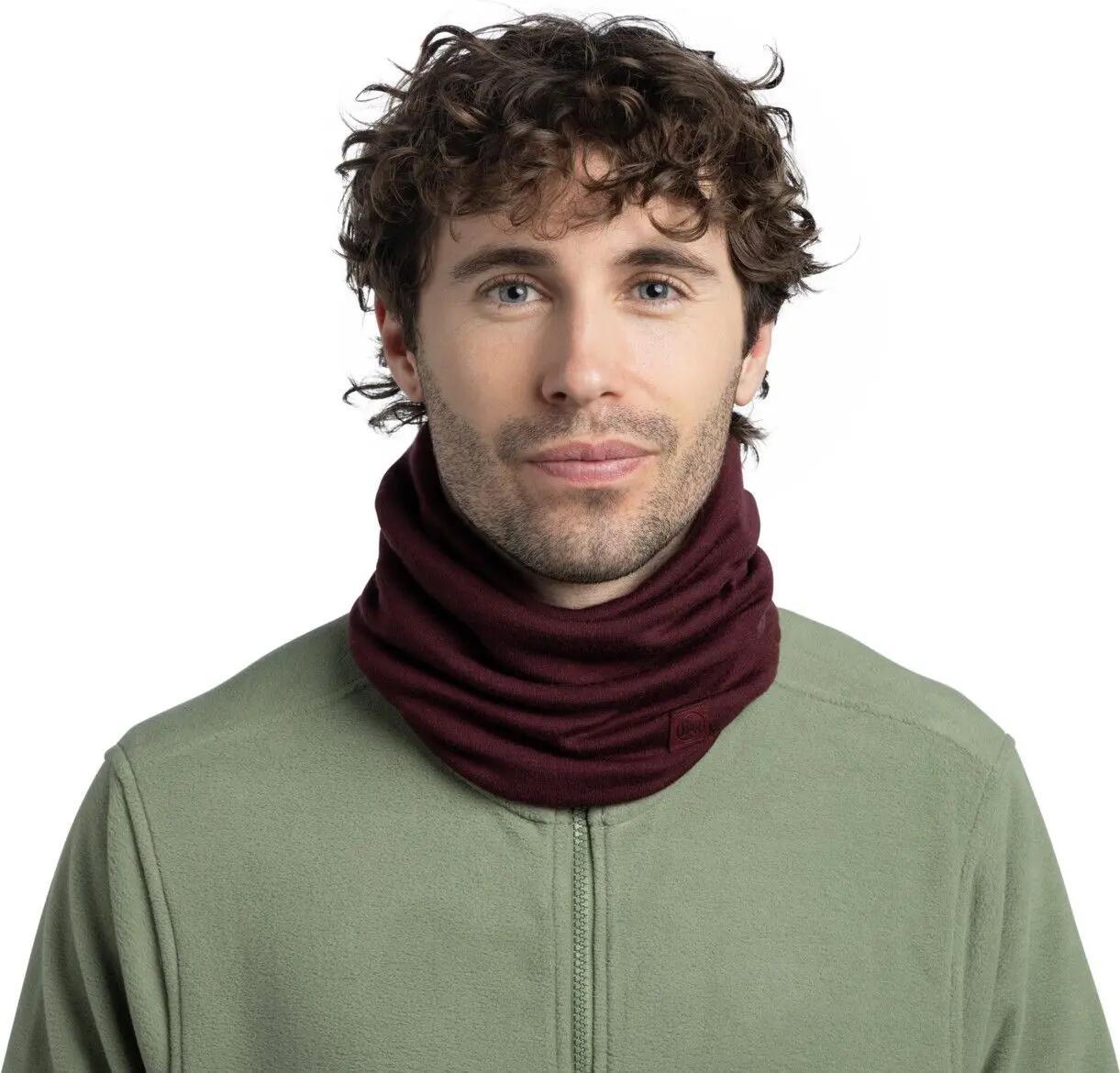 Sciarpa Buff in lana merino pesante, colore granato 3/7