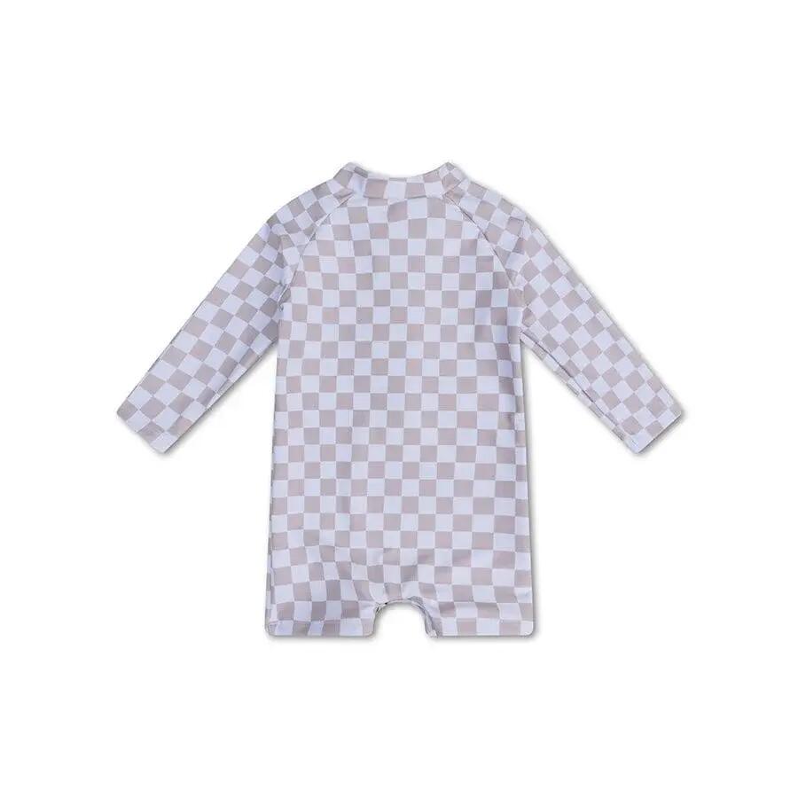 Bañador niños beige estampado de cuadros talla 74/80 protección UV 3/5