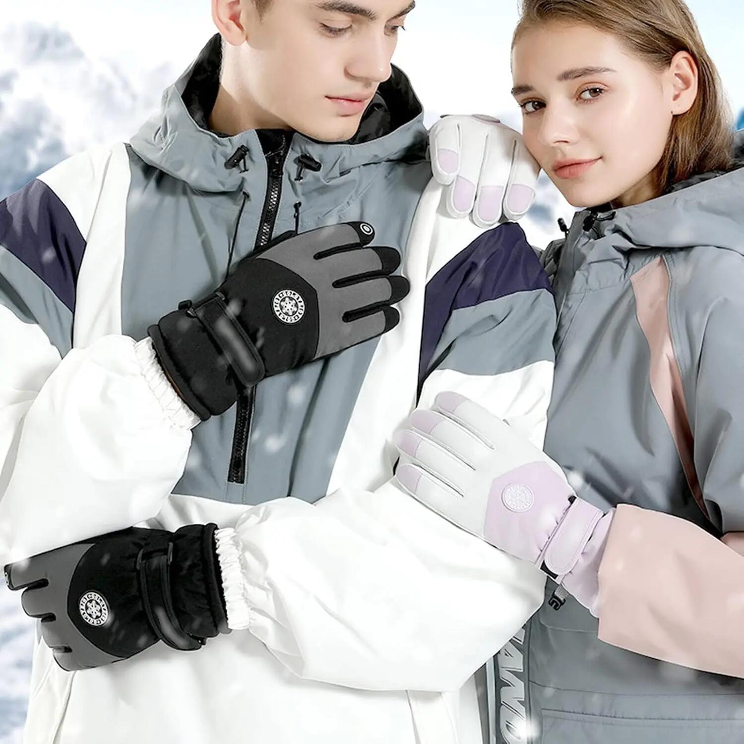 Gants de ski pour femme, coupe-vent, thermiques et tactiles, pour vélo, snowboar 2/5