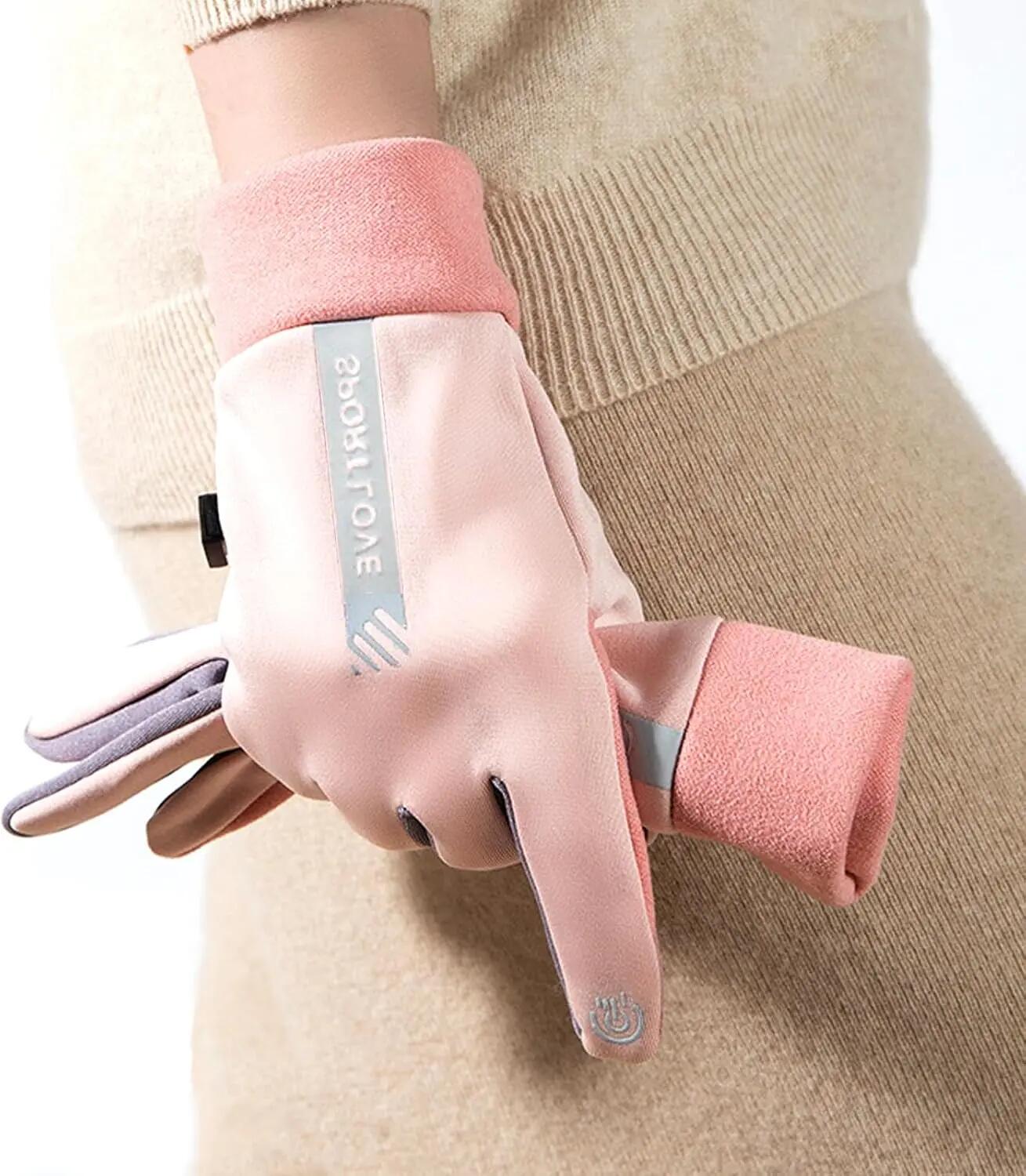 2Pcs Gants Velo Hiver, Gants de Course, Gants de Cyclisme, Chauds, Coupe-Vent, I 7/7