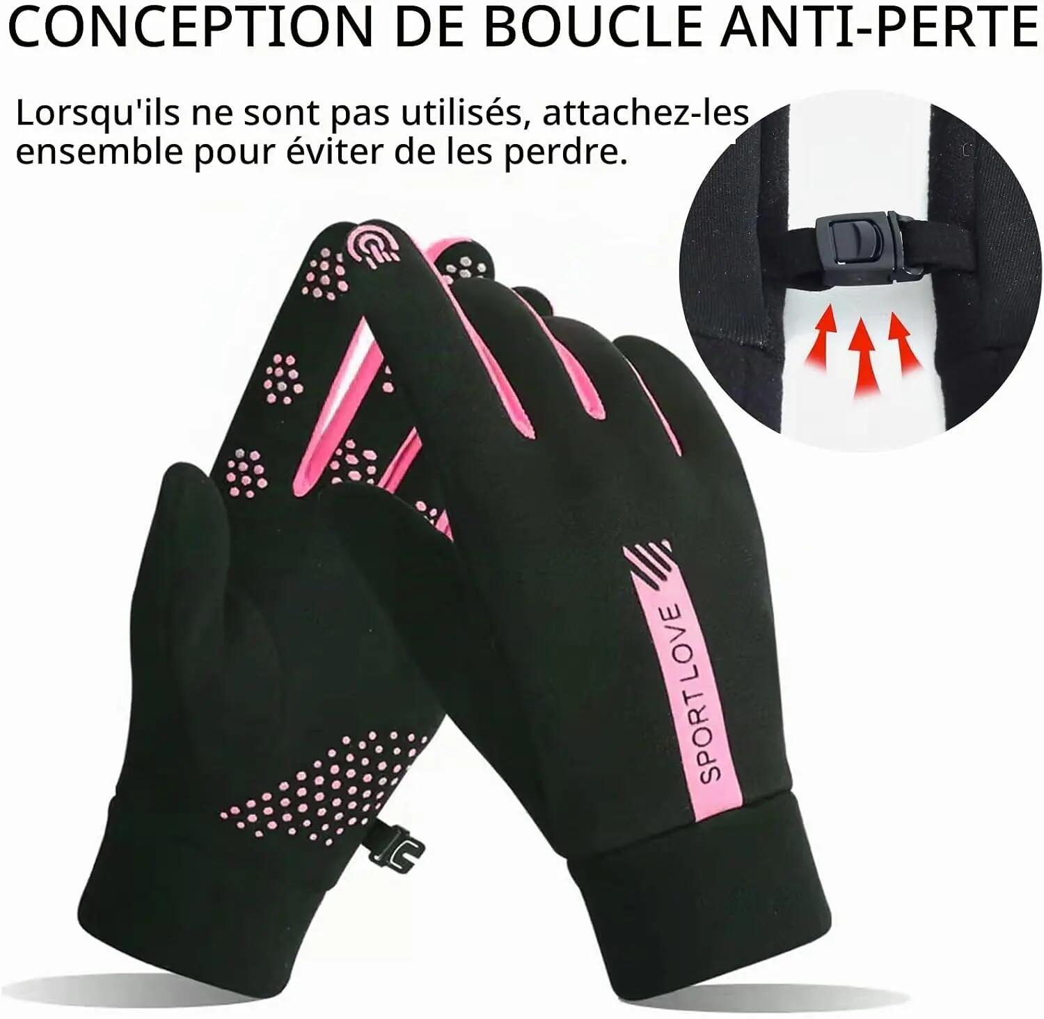 2Pcs Gants Velo Hiver, Gants de Course, Gants de Cyclisme, Chauds, Coupe-Vent, I 4/7