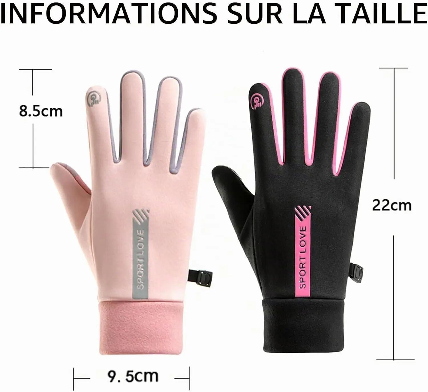 2Pcs Gants Velo Hiver, Gants de Course, Gants de Cyclisme, Chauds, Coupe-Vent, I 2/7