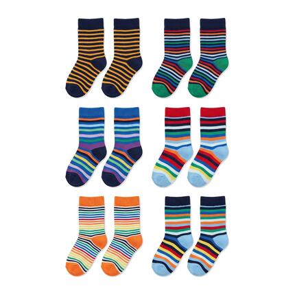 Kinder warme Socken Ringel Frottee innen ohne Noppen für Winterstiefel 6er Pack