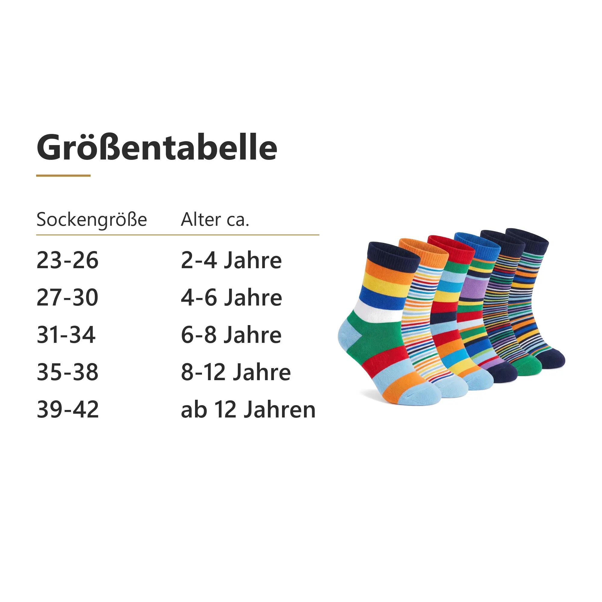 Kinder warme Socken Ringel Frottee innen ohne Noppen für Winterstiefel 6er Pack 4/4