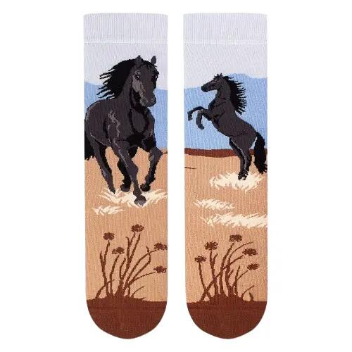 Șosete din bumbac Arty Socks cu Cai Bej - Imagine 1