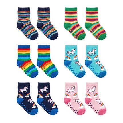 Kinder Stoppersocken Baby Frottee innen rutschhemmende Noppensohle 6er Pack