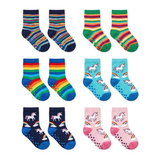 Kinder Stoppersocken Baby Frottee innen rutschhemmende Noppensohle 6er Pack