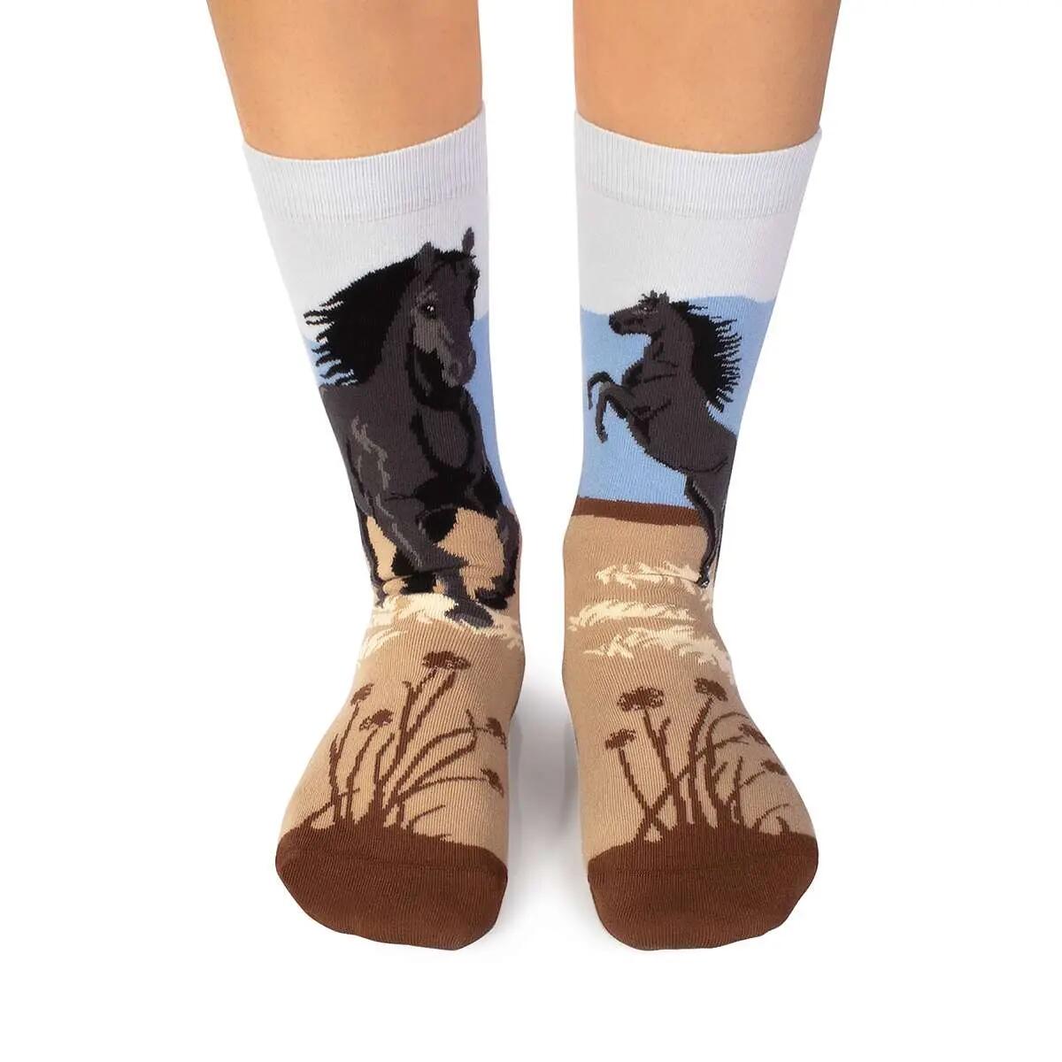 Arty Socks pamut zokni bézs ló mintával 2/4