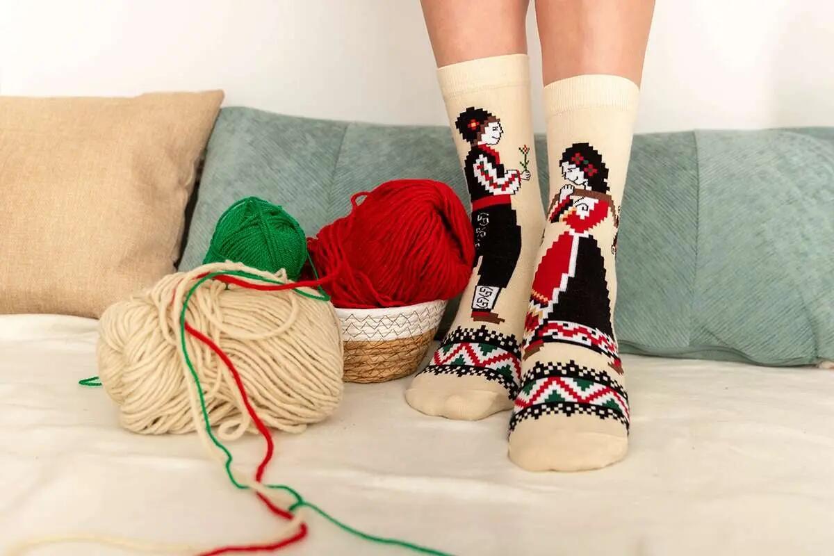 Arty Socks pamut zokni Ecru színű, Fiú és Lány mintával 5/6