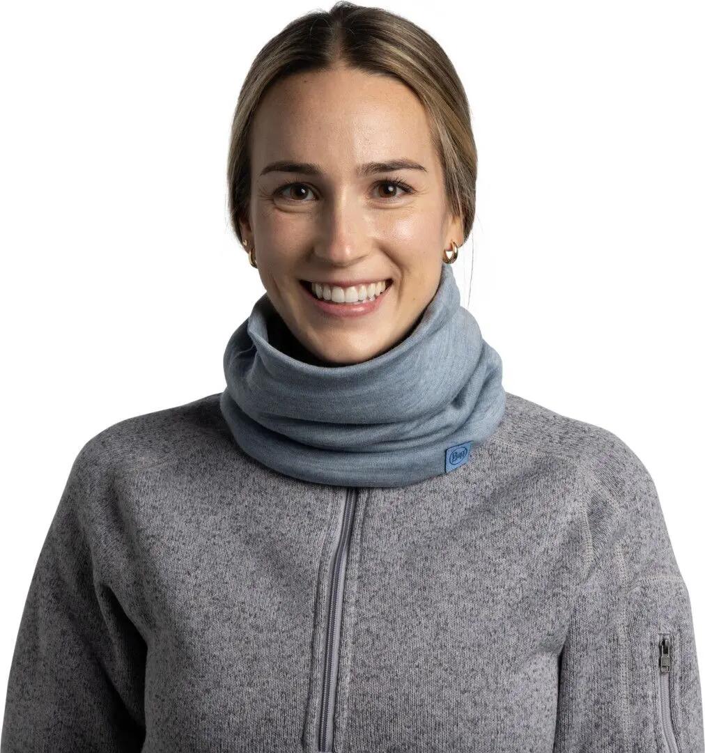Gola Buff em lã merino de grossa malha, azul-claro 3/7