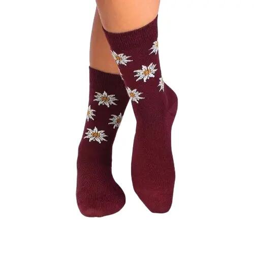 Șosete din Lână cu Floare de Colt Bordo 3/3