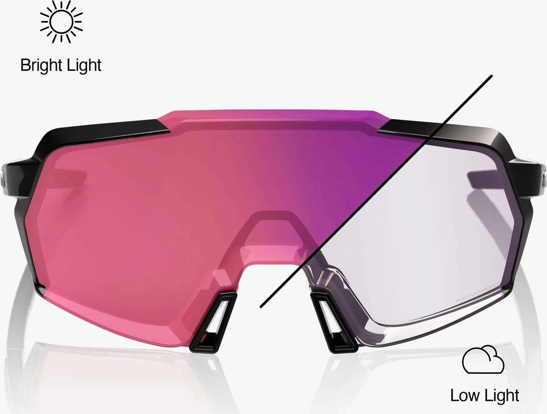 Óculos 100% Korbin Gloss Black/Lentes fotocromáticas roxas espelhadas 2/4