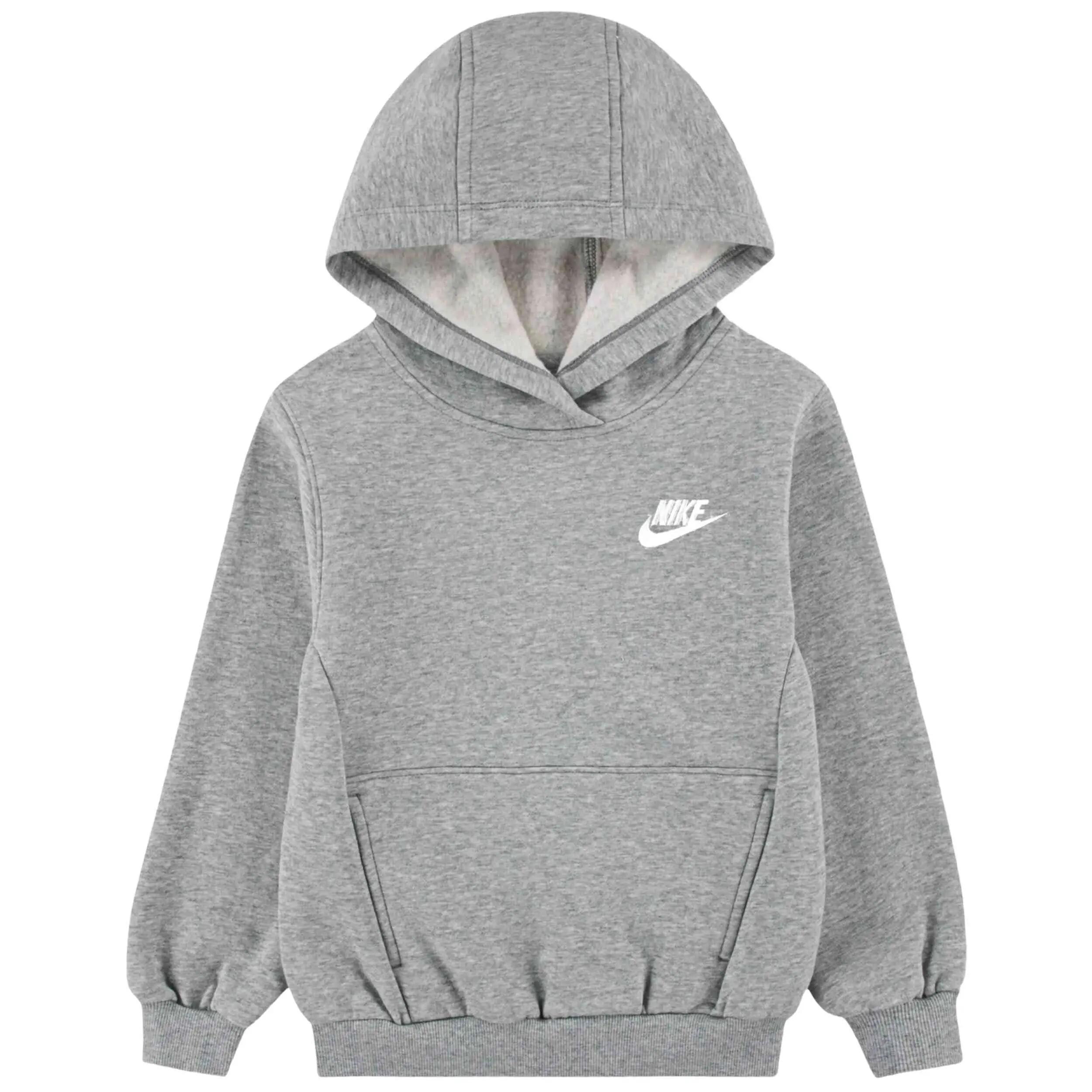 Sudadera con capucha Nike modelo Club Fleece "Dark Grey Heathe para niños unisex 2/4