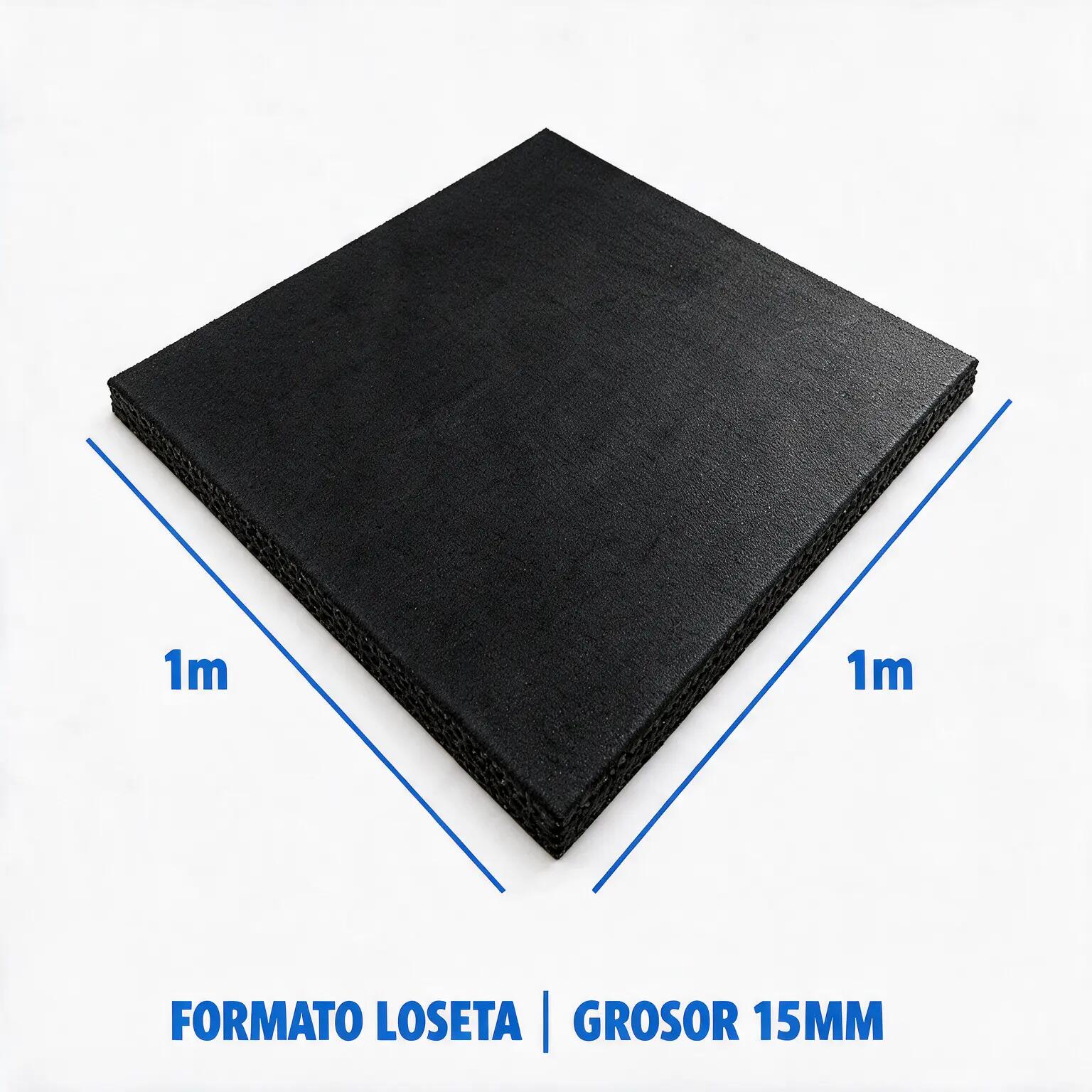 ARQUICAUCHO Losetas de Caucho para Gimnasio Pack 4. 1x1m x 15mm Negro 1/9