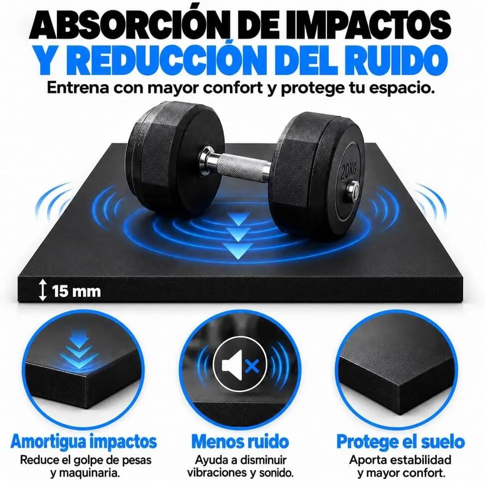 ARQUICAUCHO PREMIUM Placas de Borracha Reciclada Pack 4. 1x1m x1,5mm Preto 3/8