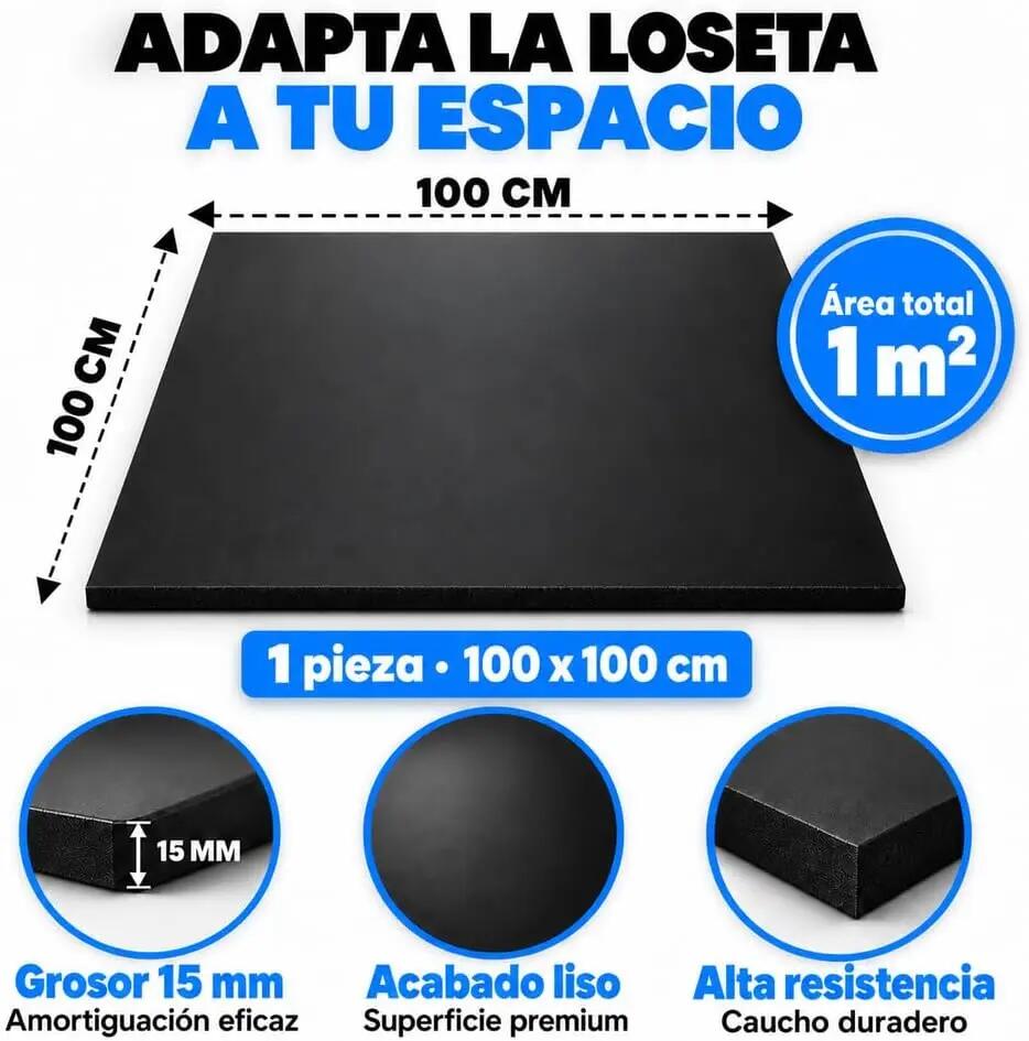 ARQUICAUCHO PREMIUM Placas de Borracha Reciclada Pack 4. 1x1m x1,5mm Preto 2/8