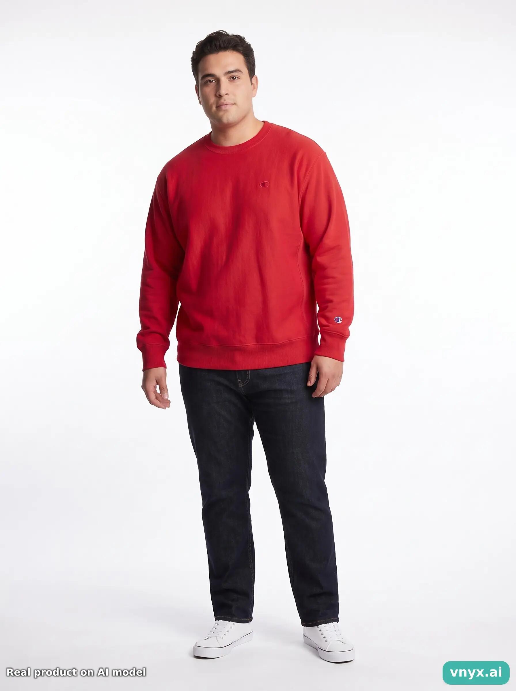 Second Life - Vintage Champion Saturated Red Sweatshirt Men L 3/5