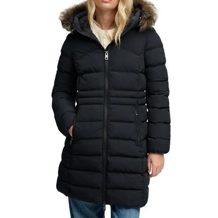 Superdry Damen Steppjacke mit Kapuze Schwarz