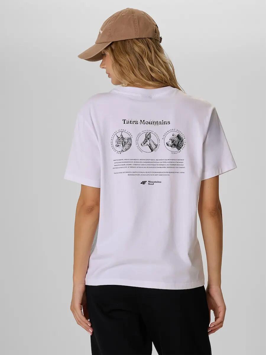 T-shirt loose z nadrukiem damski 4F 2/7