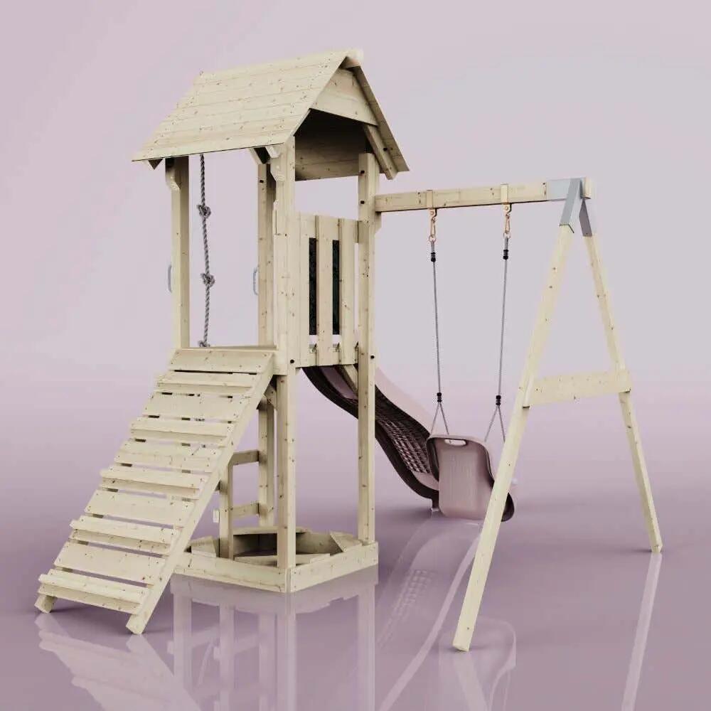 Spielturm Göteborg mit Babyschaukel in Altrosa - 357 × 202 × 273 cm 6/6