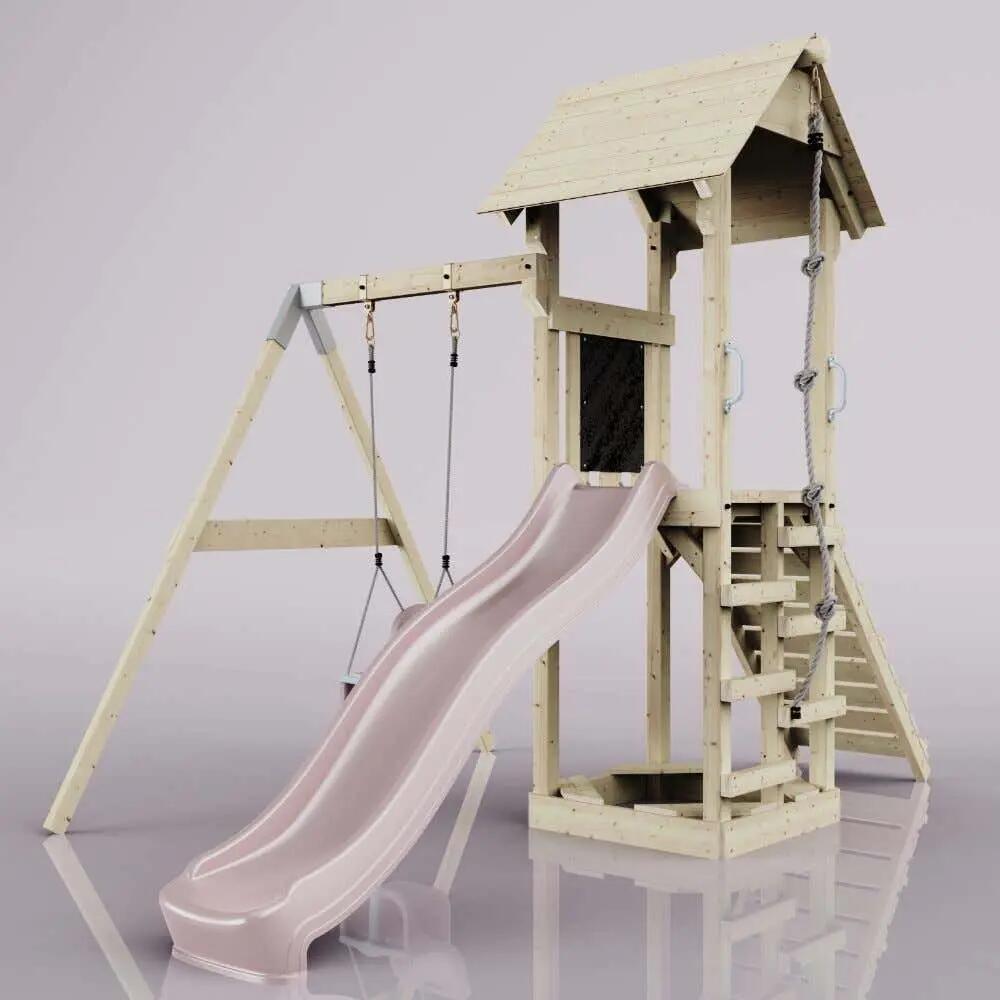 Spielturm Göteborg mit Babyschaukel in Altrosa - 357 × 202 × 273 cm 3/6