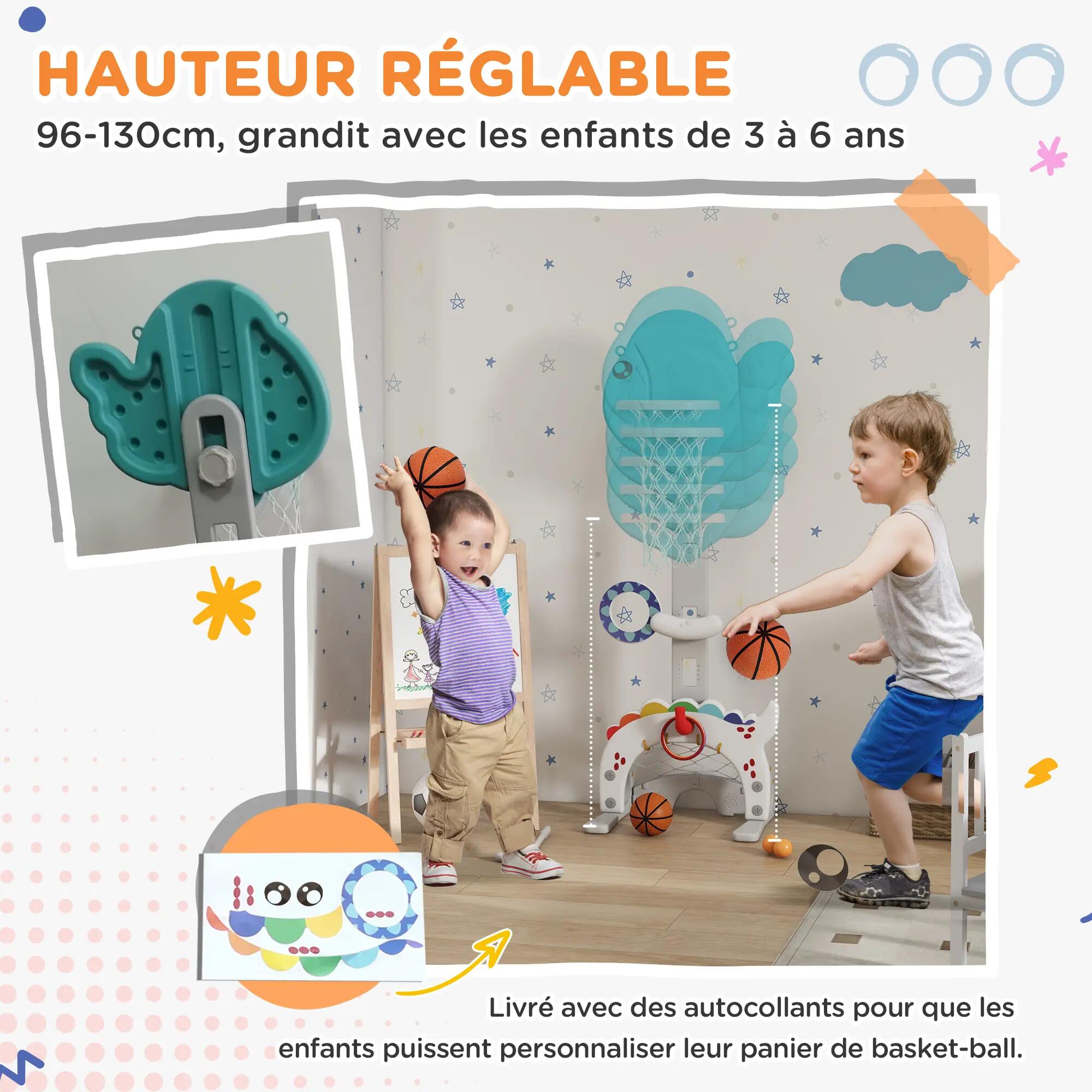 Panier basketball enfant but foot jeu golf lancer anneaux balle 5 en 1 5/5