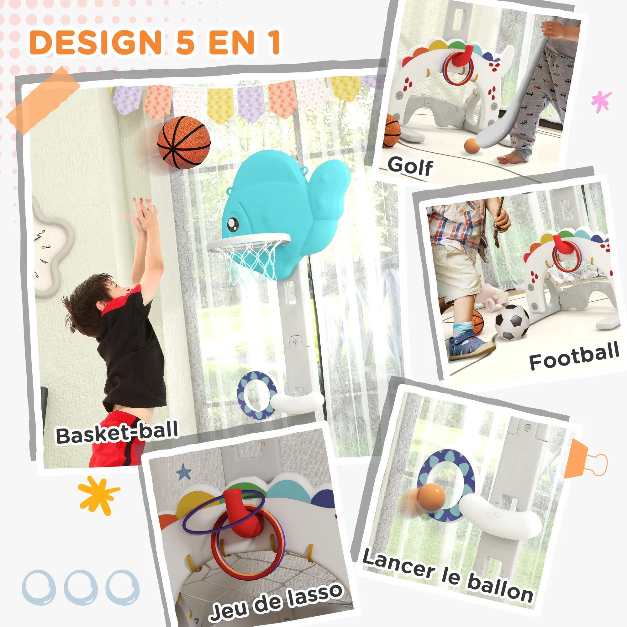 Panier basketball enfant but foot jeu golf lancer anneaux balle 5 en 1 4/5