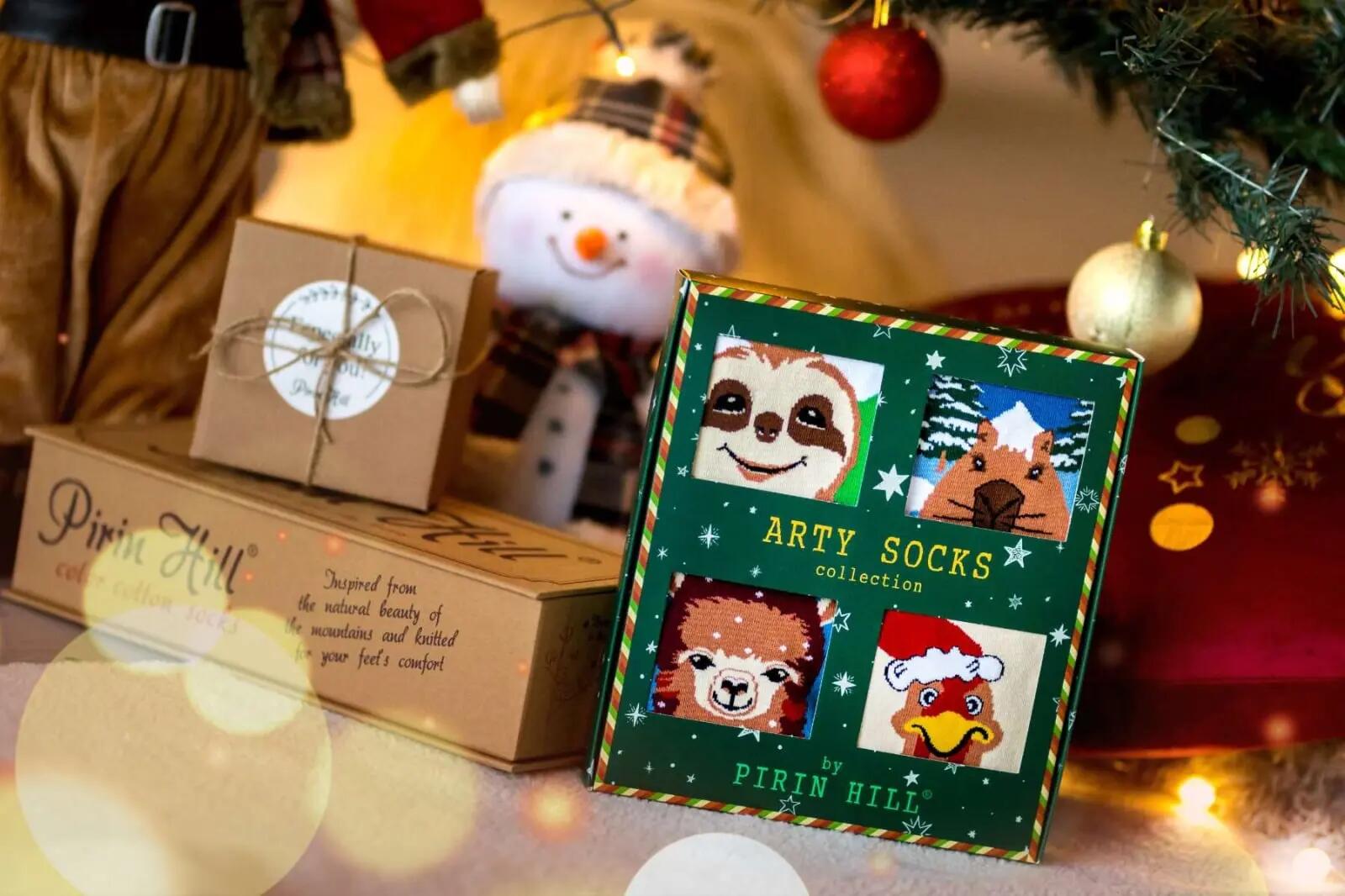 4 pár Arty Socks karácsonyi állatkák mintás zokni dobozban 4/4
